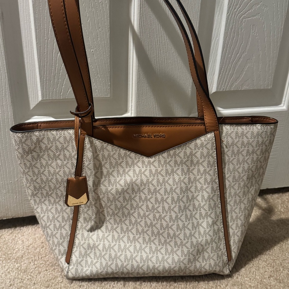 Michael Kors Cream and Tan Tote Bag